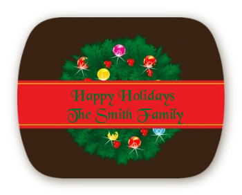 Christmas Wreath and Bells - Personalized Christmas Rounded Corner Stickers