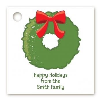 Christmas Wreath - Personalized Christmas Card Stock Favor Tags