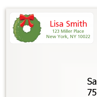 Christmas Wreath - Christmas Return Address Labels