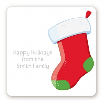  Christmas Stocking - Square Personalized Christmas Sticker Labels Green