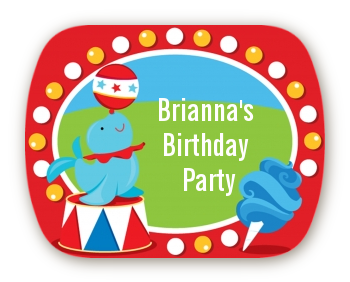 Circus - Personalized Birthday Party Rounded Corner Stickers