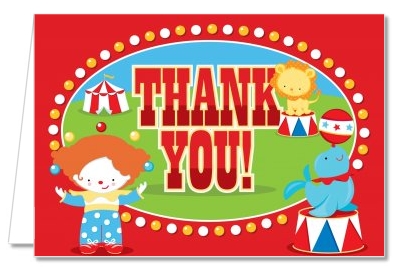 Circus - Birthday Party Thank You Cards