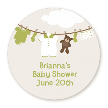  Clothesline It's A Baby - Round Personalized Baby Shower Sticker Labels 