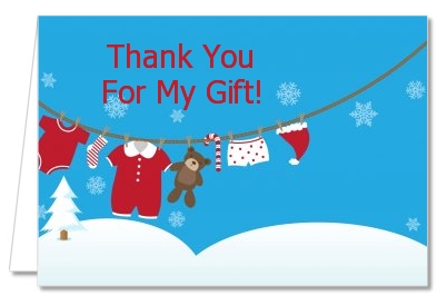 Clothesline Christmas - Baby Shower Thank You Cards