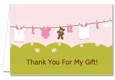 Clothesline It's A Girl - Baby Shower Thank You Cards