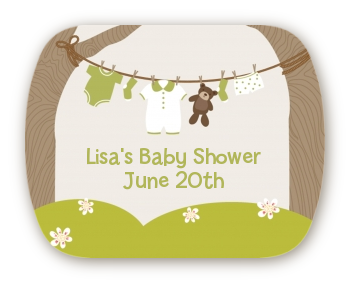 Clothesline It's A Baby - Personalized Baby Shower Rounded Corner Stickers