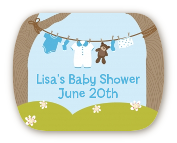 Clothesline It's A Boy - Personalized Baby Shower Rounded Corner Stickers