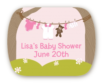 Clothesline It's A Girl - Personalized Baby Shower Rounded Corner Stickers