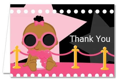  A Star Is Born!® Hollywood Black|Pink - Baby Shower Thank You Cards Blonde Hair