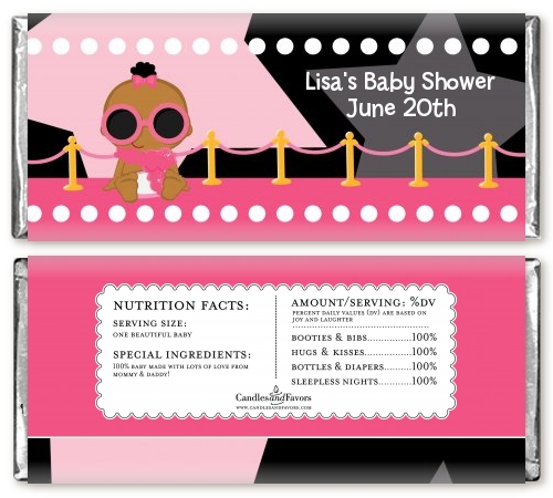  A Star Is Born!® Hollywood Black|Pink - Personalized Baby Shower Candy Bar Wrappers Blonde Hair