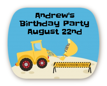 Construction Truck - Personalized Birthday Party Rounded Corner Stickers