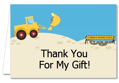 Construction Truck - Birthday Party Thank You Cards
