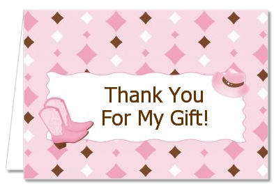 Cowgirl Western - Birthday Party Thank You Cards