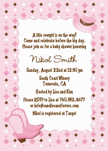 Cowgirl Western - Baby Shower Invitations