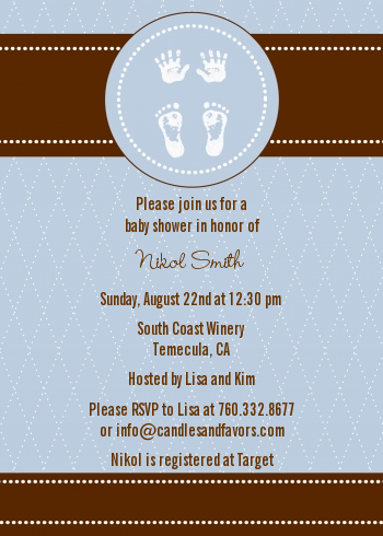 Baby Feet Pitter Patter Blue - Baby Shower Invitations