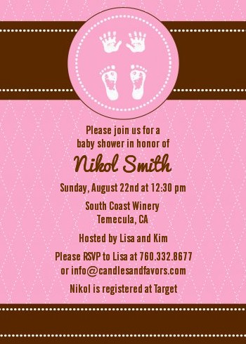Baby Feet Pitter Patter Pink - Baby Shower Invitations