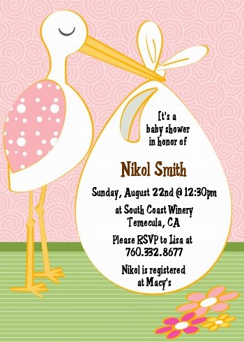 Stork It's a Girl - Baby Shower Invitations