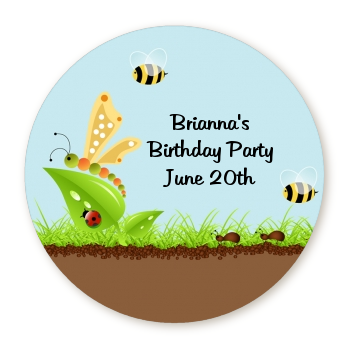  Critters Bugs & Insects - Round Personalized Birthday Party Sticker Labels 