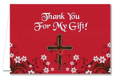 Cross Floral Blossom - Baptism / Christening Thank You Cards