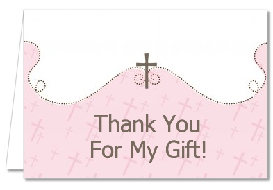 Cross Pink - Baptism / Christening Thank You Cards