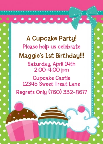 Cupcake Trio - Birthday Party Invitations