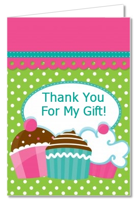 Cupcake Trio - Birthday Party Thank You Cards