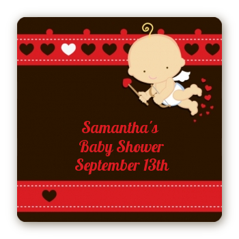 Cupid Baby Valentine's Day - Square Personalized Baby Shower Sticker Labels
