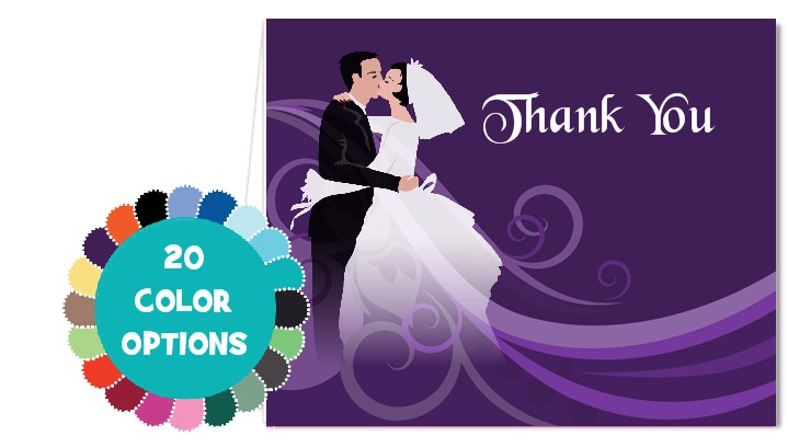  Custom Wedding Couple - Bridal Shower Thank You Cards 
