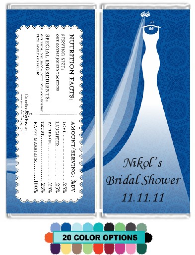 Custom Wedding Dress - Personalized Bridal Shower Candy Bar Wrappers