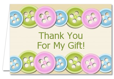 Cute As a Button - Baby Shower Thank You Cards