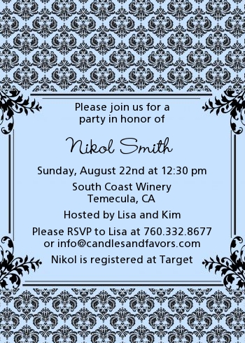  Damask - Baby Shower Invitations Blue