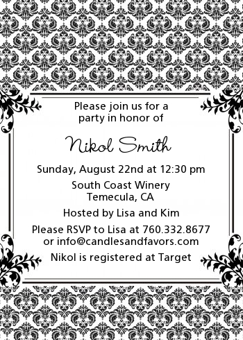  Damask - Baby Shower Invitations Blue