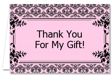  Damask - Baby Shower Thank You Cards Blue