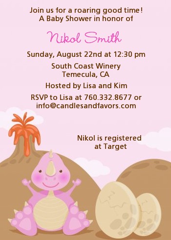 Dinosaur Baby Girl - Baby Shower Invitations