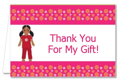 Doll Party African American - Birthday Party Thank You Cards