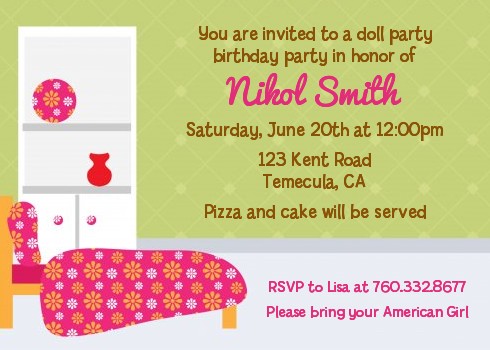  Doll Party - Birthday Party Invitations 