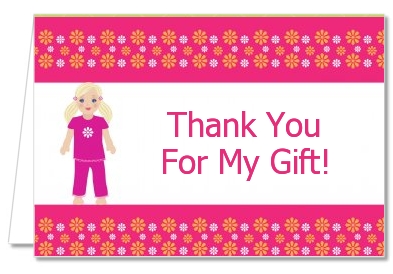 Doll Party Blonde Hair - Birthday Party Thank You Cards