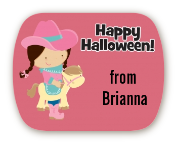Dress Up Cowgirl Costume - Personalized Halloween Rounded Corner Stickers