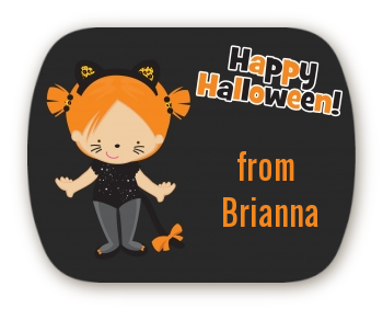 Dress Up Kitty Costume - Personalized Halloween Rounded Corner Stickers