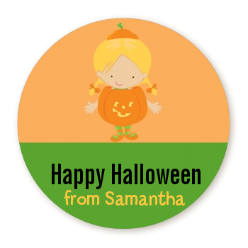  Dress Up Pumpkin Costume - Round Personalized Halloween Sticker Labels 