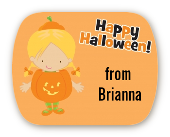 Dress Up Pumpkin Costume - Personalized Halloween Rounded Corner Stickers