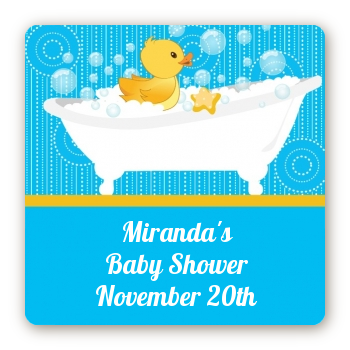 Duck - Square Personalized Baby Shower Sticker Labels