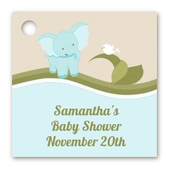 Elephant Baby Blue - Personalized Baby Shower Card Stock Favor Tags