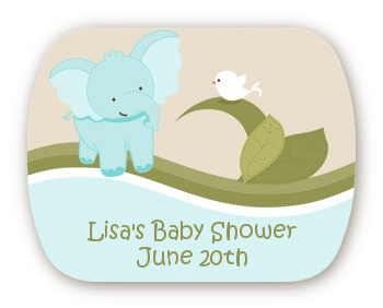 Elephant Baby Blue - Personalized Baby Shower Rounded Corner Stickers