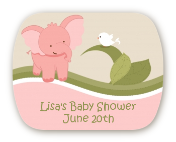 Elephant Baby Pink - Personalized Baby Shower Rounded Corner Stickers