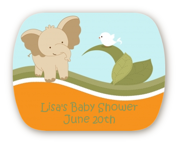 Elephant Baby Neutral - Personalized Baby Shower Rounded Corner Stickers