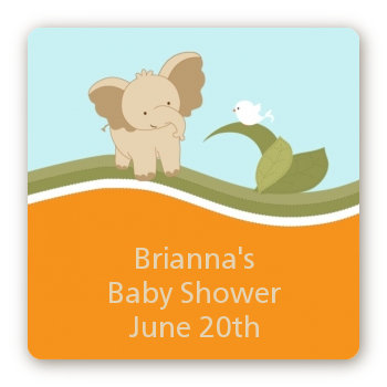 Elephant Baby Neutral - Square Personalized Baby Shower Sticker Labels