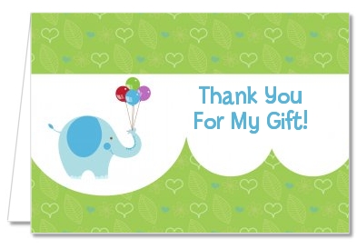 Elephant Blue - Birthday Party Thank You Cards