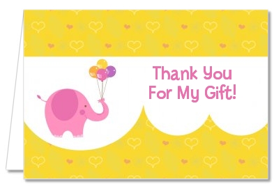 Elephant Pink - Birthday Party Thank You Cards