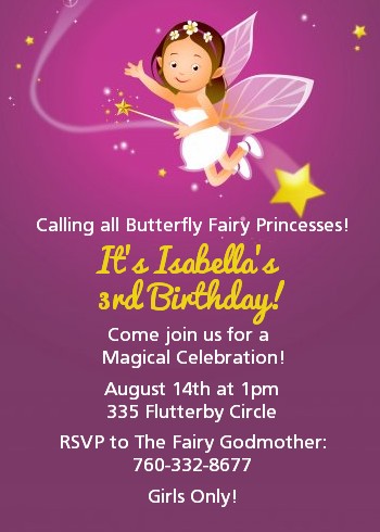 Fairy Princess - Birthday Party Invitations